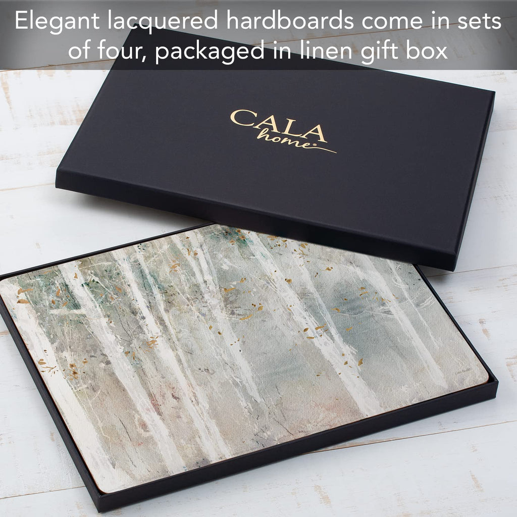 Cala Home Woodland Walk Premium Decorative Hardboard Tabletop Placemats 4-Pack Manufactured in the USA Heat Tolerant and Easily Wipes Clean