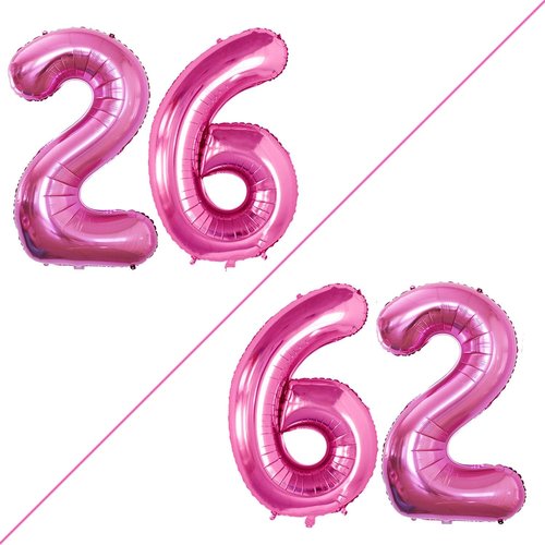 GOER Jumbo 26 Inch Foil Balloons - Hot Pink 26th Birthday Party Decorations | Helium-Ready