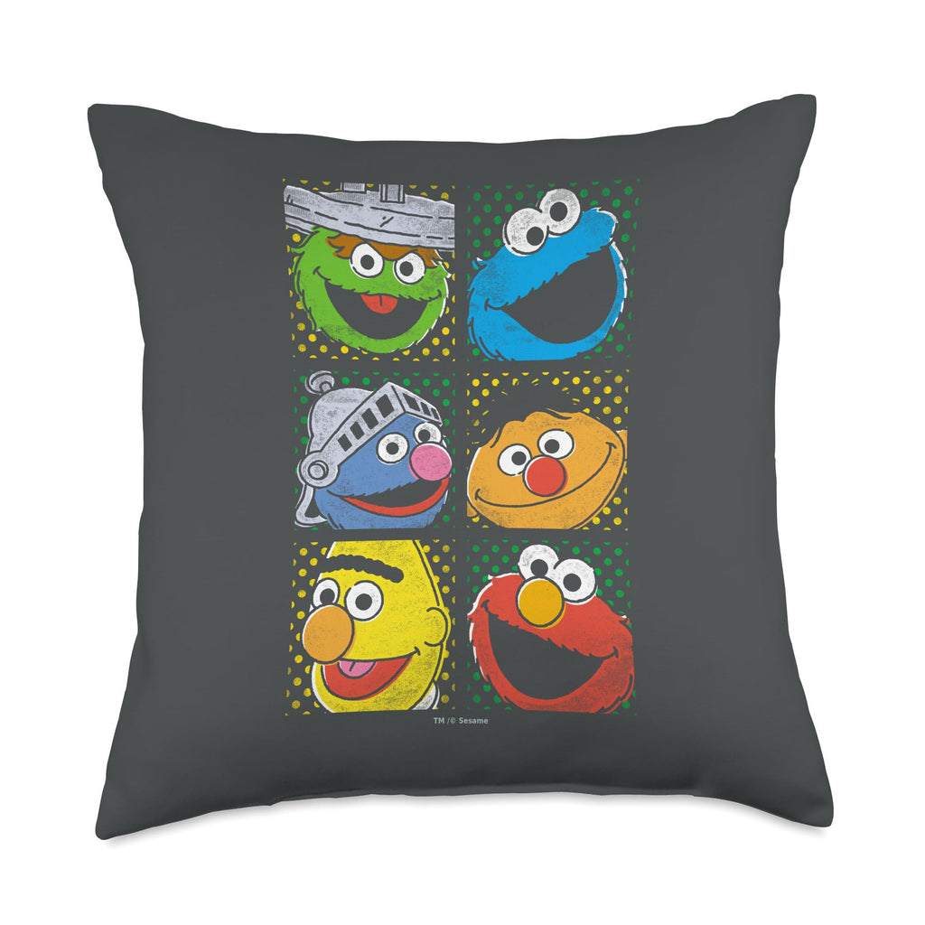 Sesame Street Group Squares Throw Pillow, 18x18, Multicolor