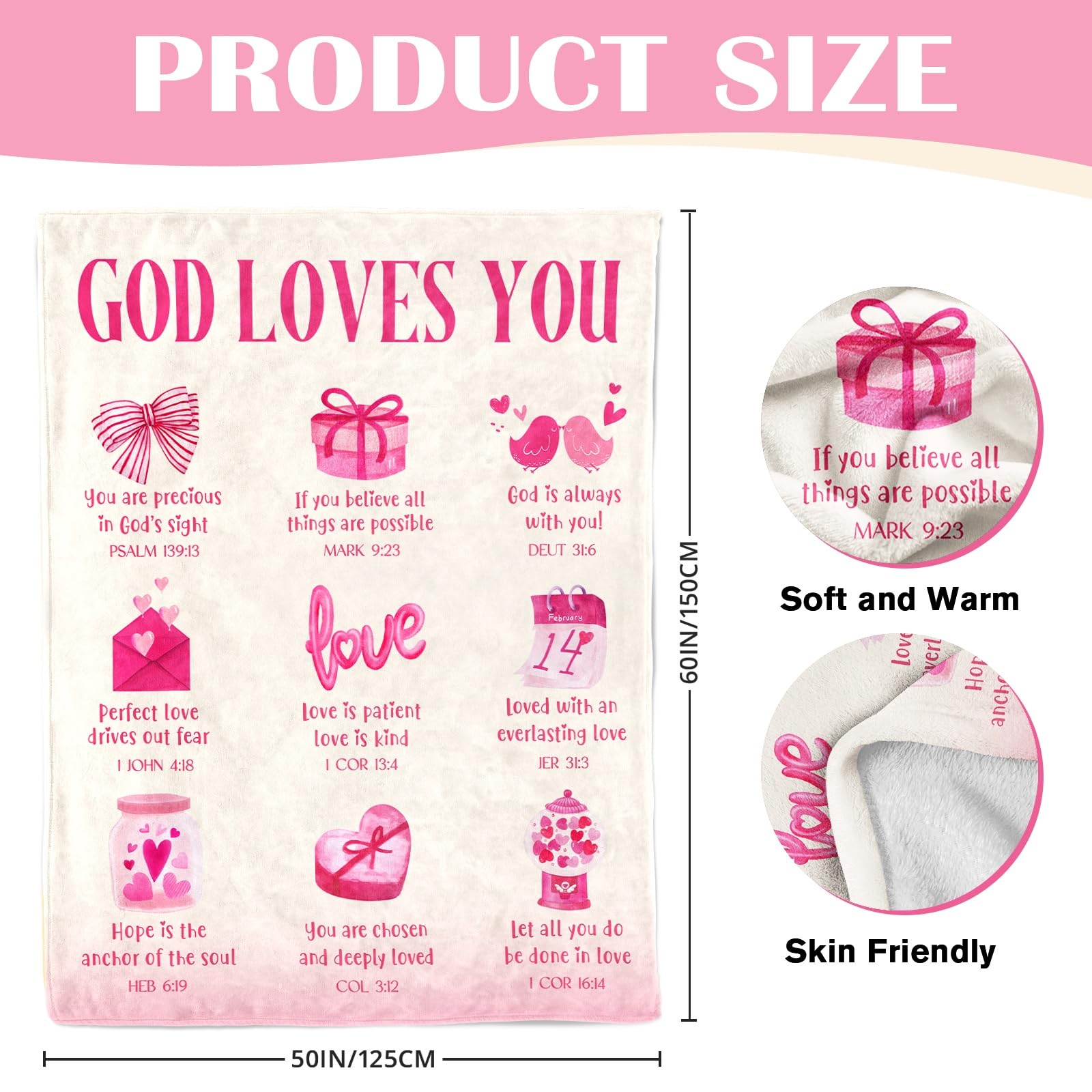 Easter Basket Stuffers for Teen Girls - Teen Girl Gifts Trendy Stuff - Baptism Gifts for Girl - Daughter, Granddaughter, Niece, Sister Gift On Easter Christmas Birthday - Baptism Blanket 50'' x 60''