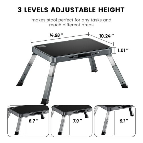 Height-Adjustable Step Stool with Anti-Slip Platform, Folding Step Stools for Adults and Kids, Portable and Space-Saving Step Ladder for Kitchen, Home, Office, Rv (300 lbs)