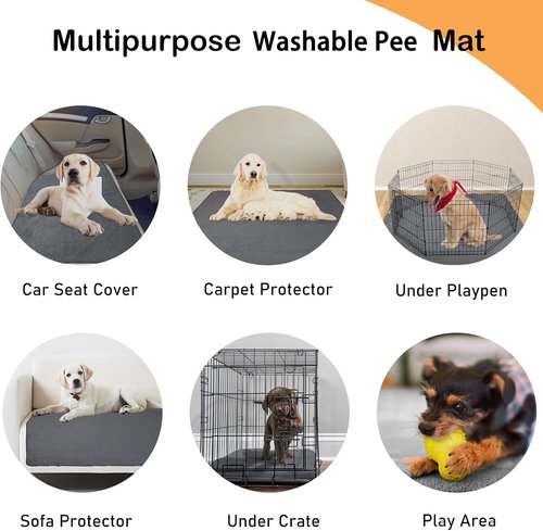 LOOBANI Extra Large Reusable Dog Mat - Non-Slip Washable Pee Pads for Incontinence | 36"x48" Gray