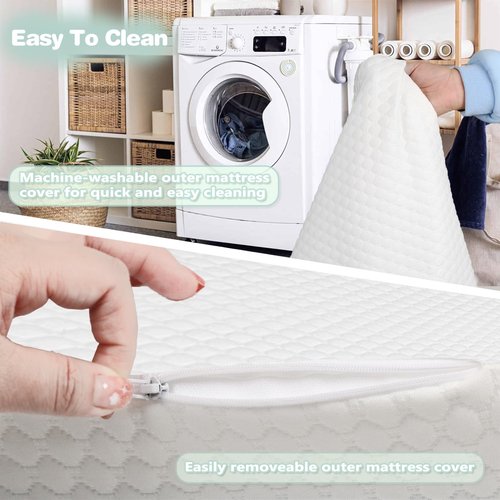 Cocellona Pack and Play Mattress, 38x26 Trifold Pack N Play Mattresses with Travel Bag, Dual-Firmness Memory Foam Foldable Portable Baby Mattress for Pack n Play