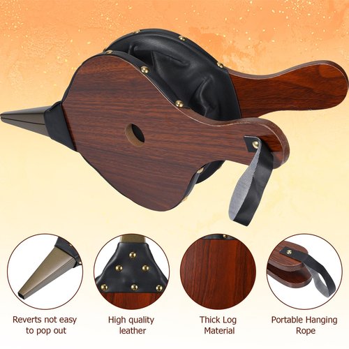 Barydat 2 Pcs Fireplace Bellows Hand Large Wood Air Blower Cast Nozzle Outdoor Bellows for Fire Pit Fire Blower with Strap Garden Home BBQ Camping Chimney Grill Tools Cooking Barbecue Accessories