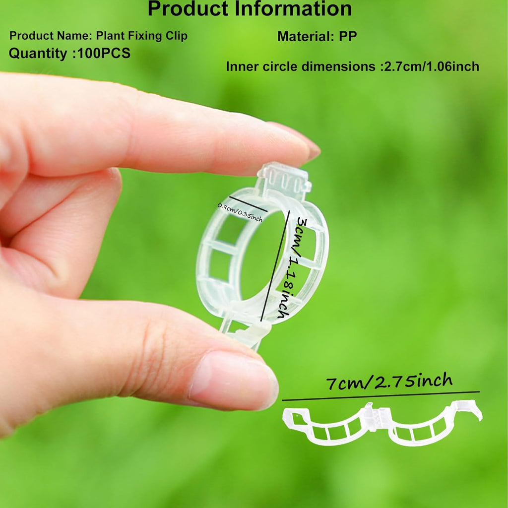 Skiennix 100 Pcs Plant Clips - Durable Adjustable Support for Climbing Plants, Tomatoes & Vegetables