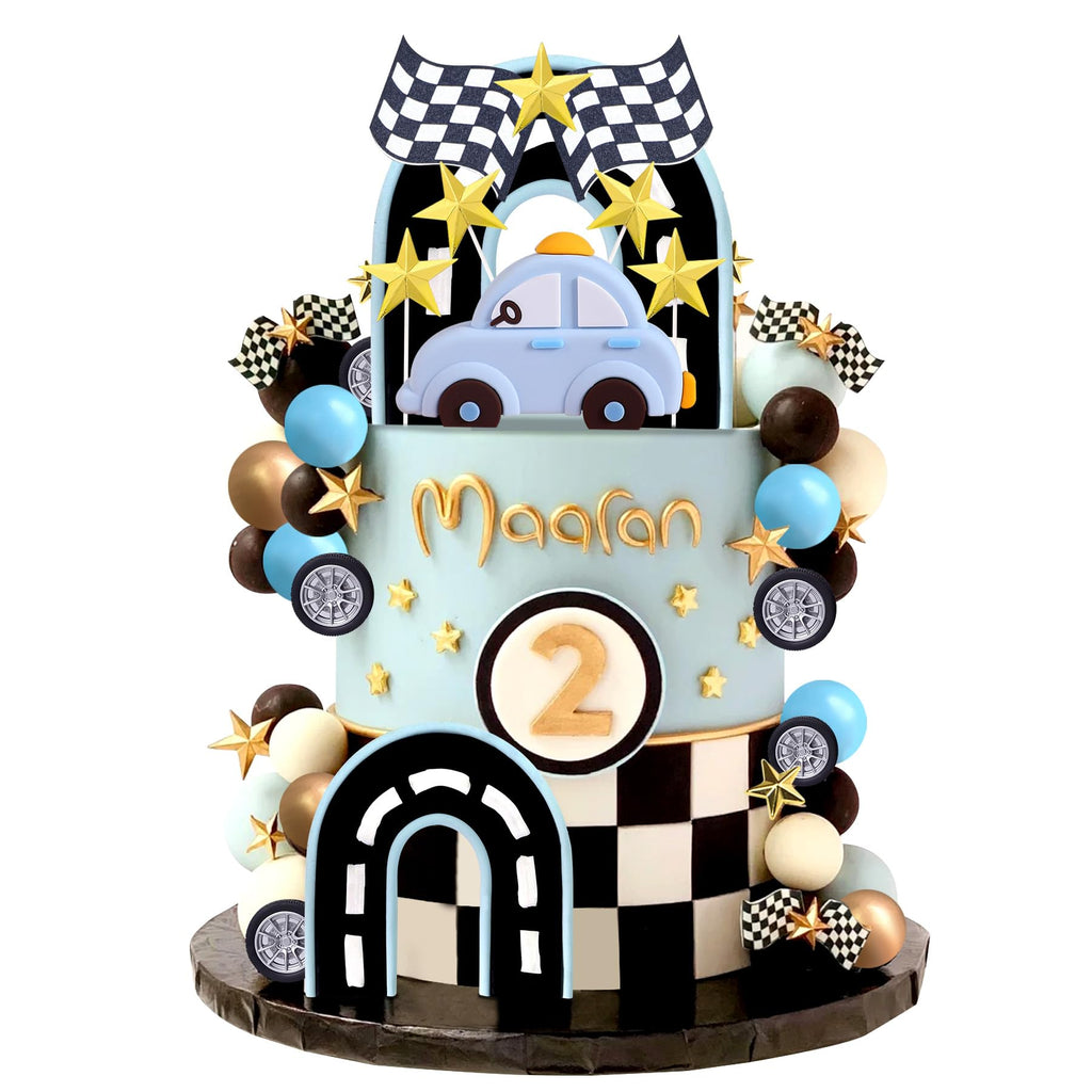 64PCS Race Car Cake Topper Cars Cake Topper Car Birthday Party Decoration Race Track Decorations