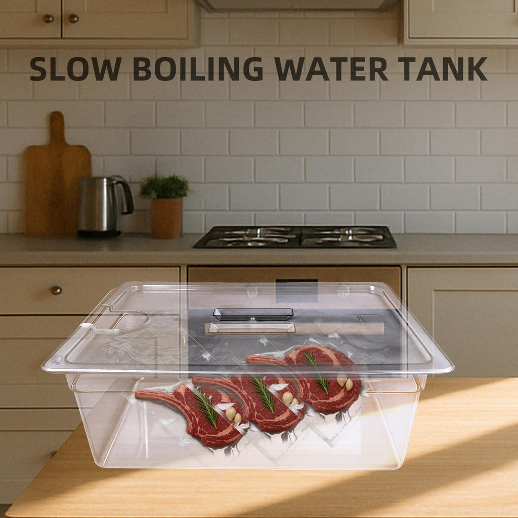 WELKOR 26 QT Large Sous Vide Container With Lid, Sous Vide Tub Kit Compatible with Wancle Anova, Joule, Instant Pot Sous Vide Cookers for Home Chefs Professional Use (26 qt no rack)