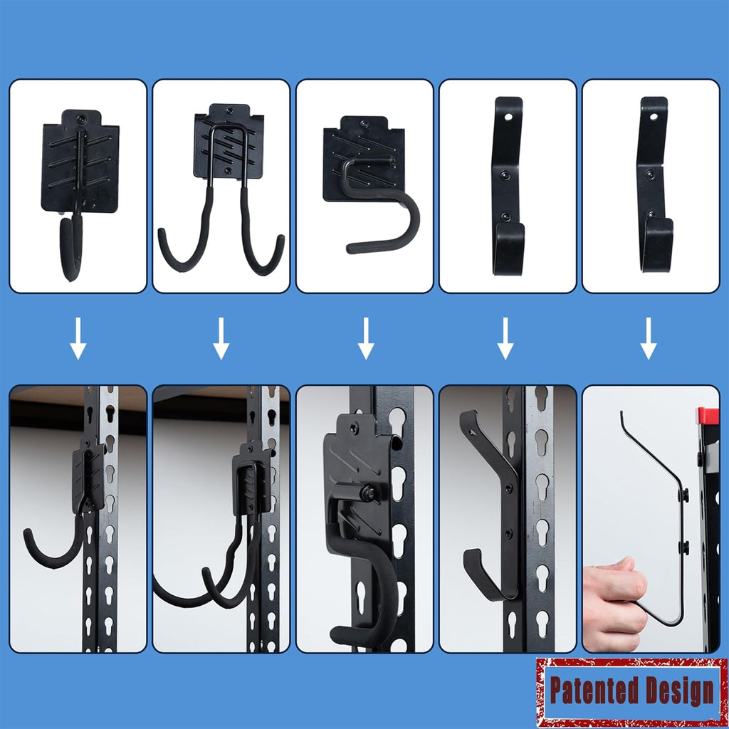 Ultrawall Shelving Hooks - 5 Pack Keyhole Utility Hooks for Organizing Clothes, Hats & Tools