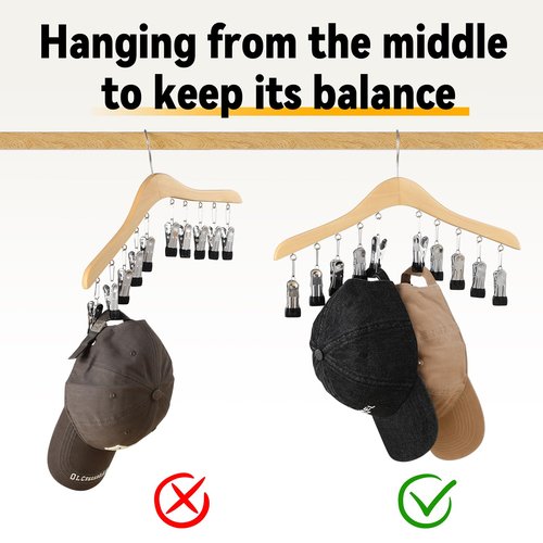 SNUVID Legging Organizer for Closet, Wooden Yoga Pants Hangers 2 Pack with 10 Clips Holds 20 Leggings, Space Saving Hanging Closet Organizer, Closet Organizers and Storage, Dorm Room Organization