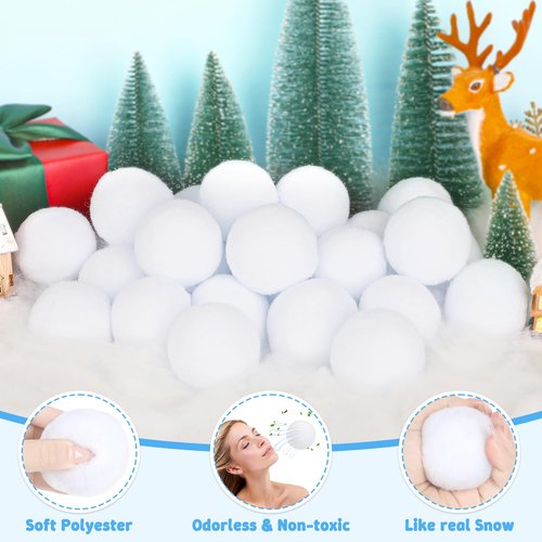 Luces 50 PCS Fake Snow Balls, Soft Snow Ball for Fight Indoor, Plush Winter Fight Balls for Outdoor Indoor Toss Game, Christmas Decorations Xmas DIY Accessories Snow Decor