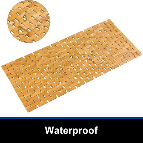 Fovlaurs Bath Mat Bathroom Runner Long Large Rugs Floor Wood Shower Bathtub Waterproof Non Slip Accessories 16x34 Inch Easy to Clean, Natural, 1 pc