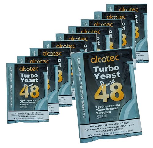 Alcotec 48 Hour Turbo Yeast | Brewers Yeast Powder| Wine Yeast for Wine Making | Instant Dry Yeast | nutritional yeast | 135g (10 Packs)