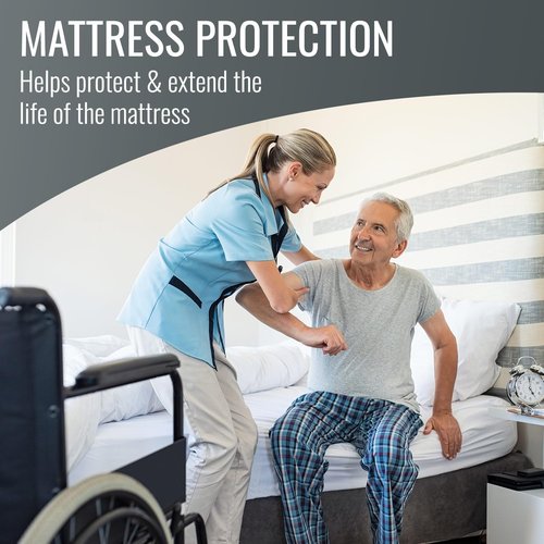 DMI Waterproof Mattress Protector - Encased Zippered Fit, Queen Size Bed Cover - White