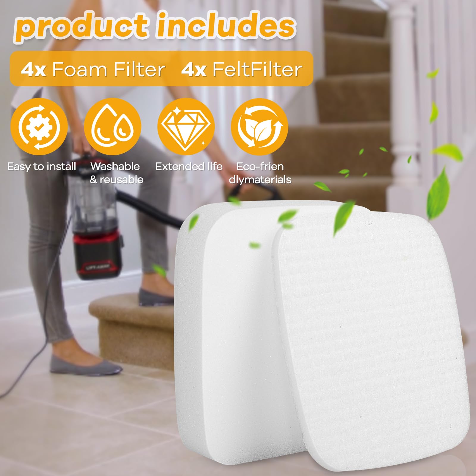 Airoak UV850 Felt & Foam Filters for Shark DuoClean Upright Vacuum