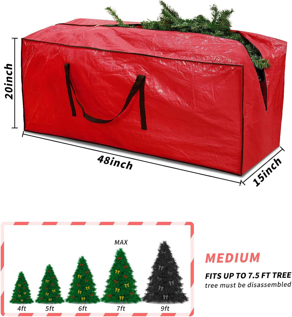 Richie Christmas Tree Storage Bag - Fits Up to 7 Ft Artificial Trees | Durable, Water-Resistant Design, Red