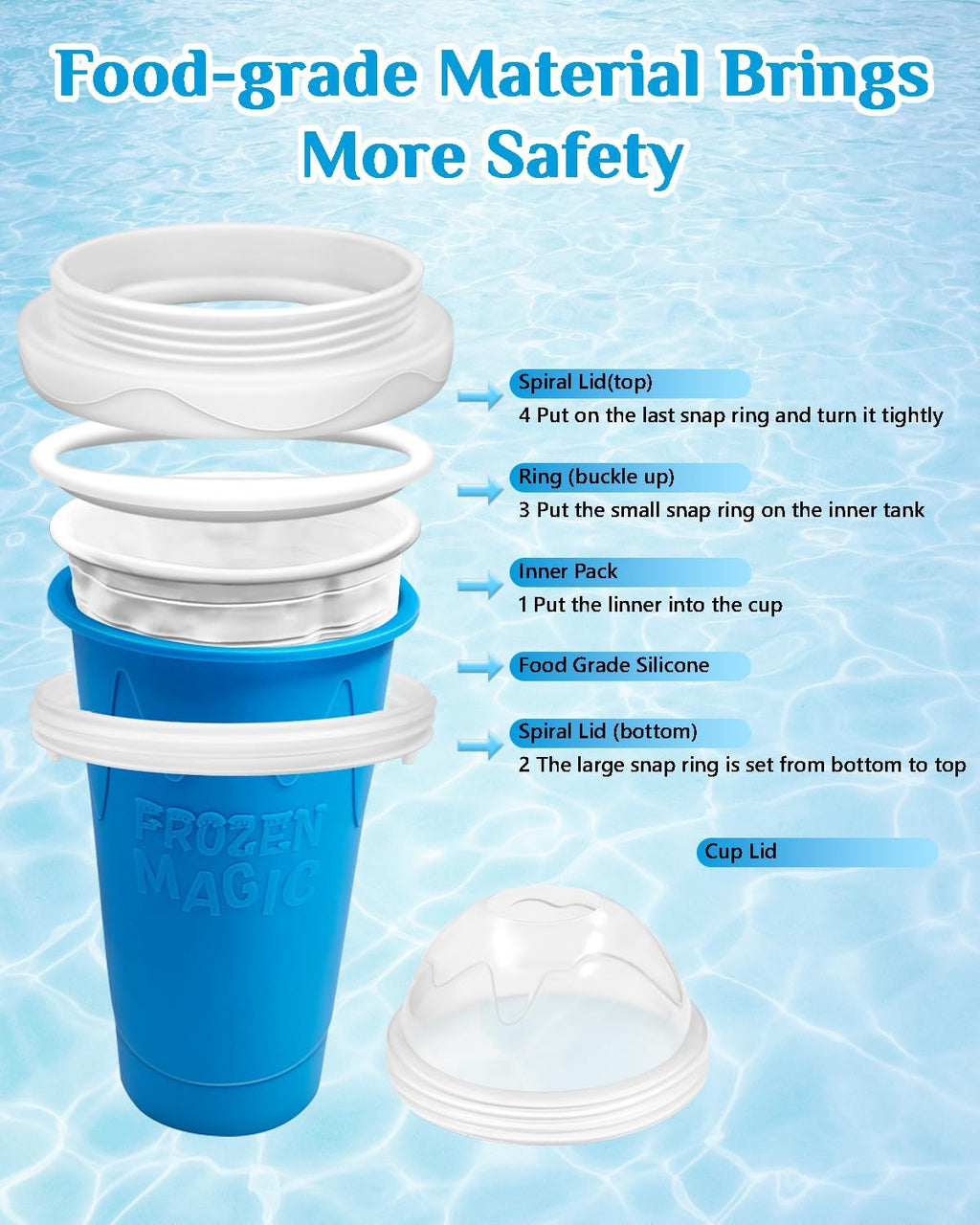 Skiennix Slushy Cup - DIY Magic Slushy Maker for Juices & Ice Cream | Portable Double-Layer Design (Blue)
