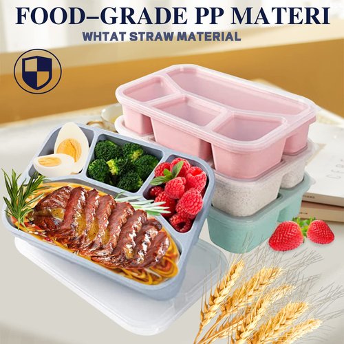 Aellabus 8 Pack Bento Box, Lunch Containers Wheat Straw Meal Prep Containers Reusable, Microwave and Dishwasher Safe Lunch Containers for Adults, Bento Lunch Box for Kids