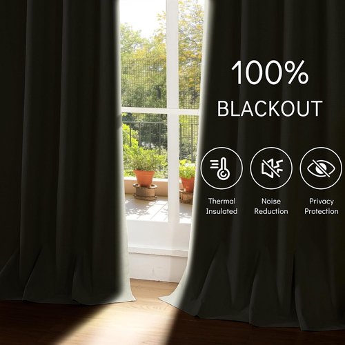 ChrisDowa 100% Blackout Curtains - 84 Inch Linen Drapes for Privacy Protection | Beige, 2 Panels 52" W x 84" L
