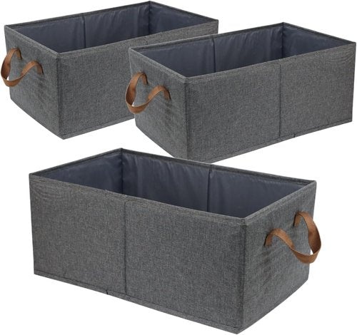 Fordonral Large Capacity Storage Bins - Sturdy Foldable Organizer for Clothing, Toys & Books | Pack of 3