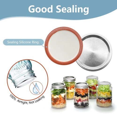 52Pcs Regular Mouth Canining Lid (70 MM/2.76 In), Split-Type Metal Canning Jar Lids for Ball Kerr Jar, Food Grade Material, 100% Fit & Airtight for Regular Mouth Mason Jar Lids
