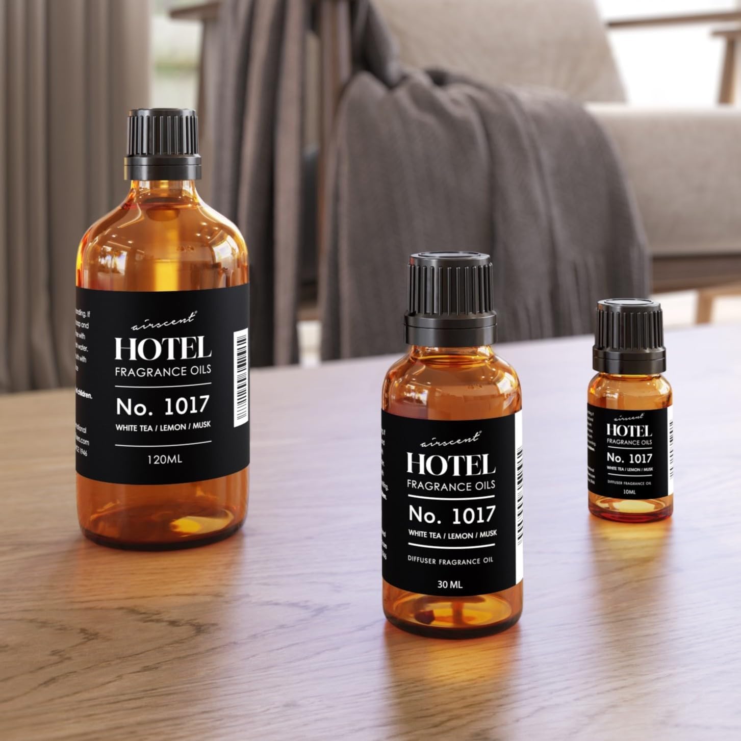 AirScent Hotel Diffuser Oil No. 1017 - White Tea Lemon Cedar Wood - Premium Fragrance for Diffusers | 10 mL Glass Bottle