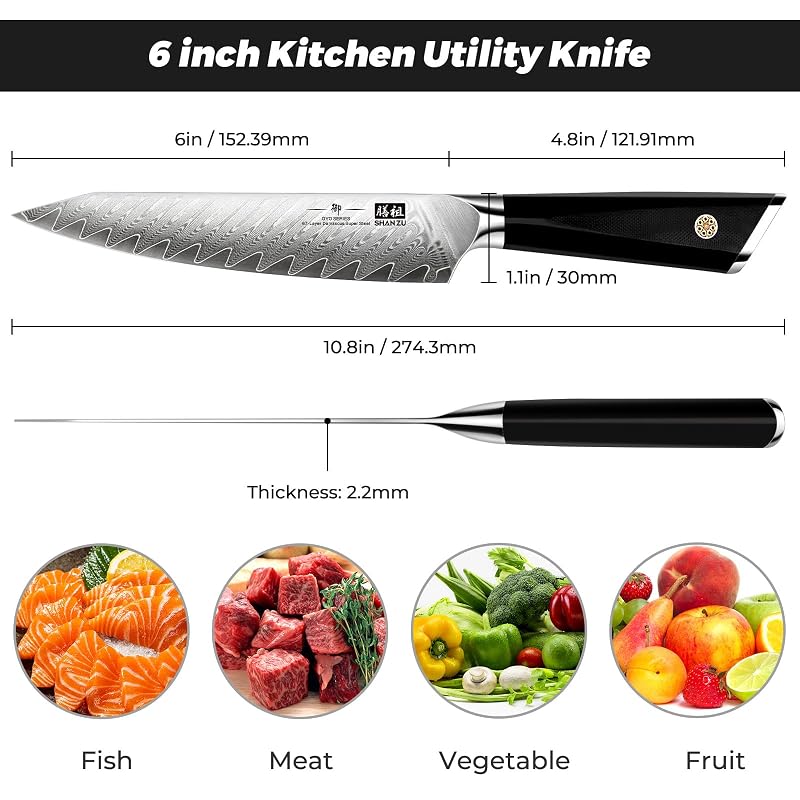 Damascus AUS-10 Chef Knife 6 inch with Whetstone Set – Sharpener Stone & Storage Box