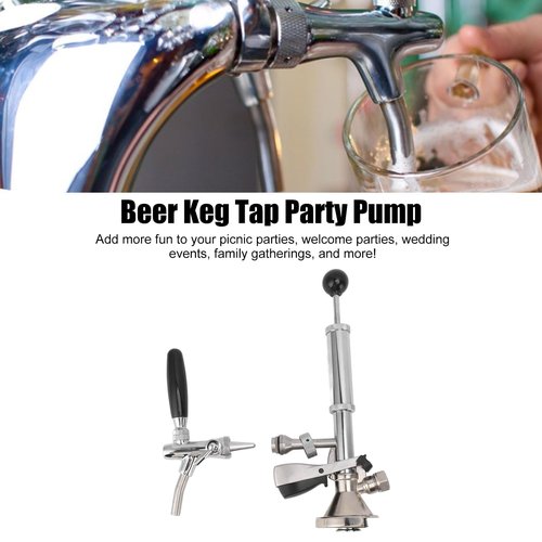4" Keg Party Pump, Stainless Steel Keg Hand Pump, Probe Coupler Beer Tap for Keg with Distributor and Handle for Homebrew, Picnics, Welcome Parties, Wedding Events, And Family Gatherings