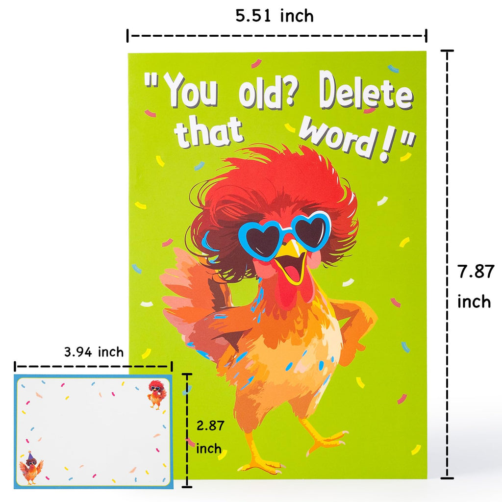 mountova Dancing Chicken Birthday Card, Funny Birthday Card for Men Women Kids, Music & Shaking Body Motion Greeting Card with Envelope, Unique Hilarious Birthday Gift, 5.9 Inch x 8.4 Inch