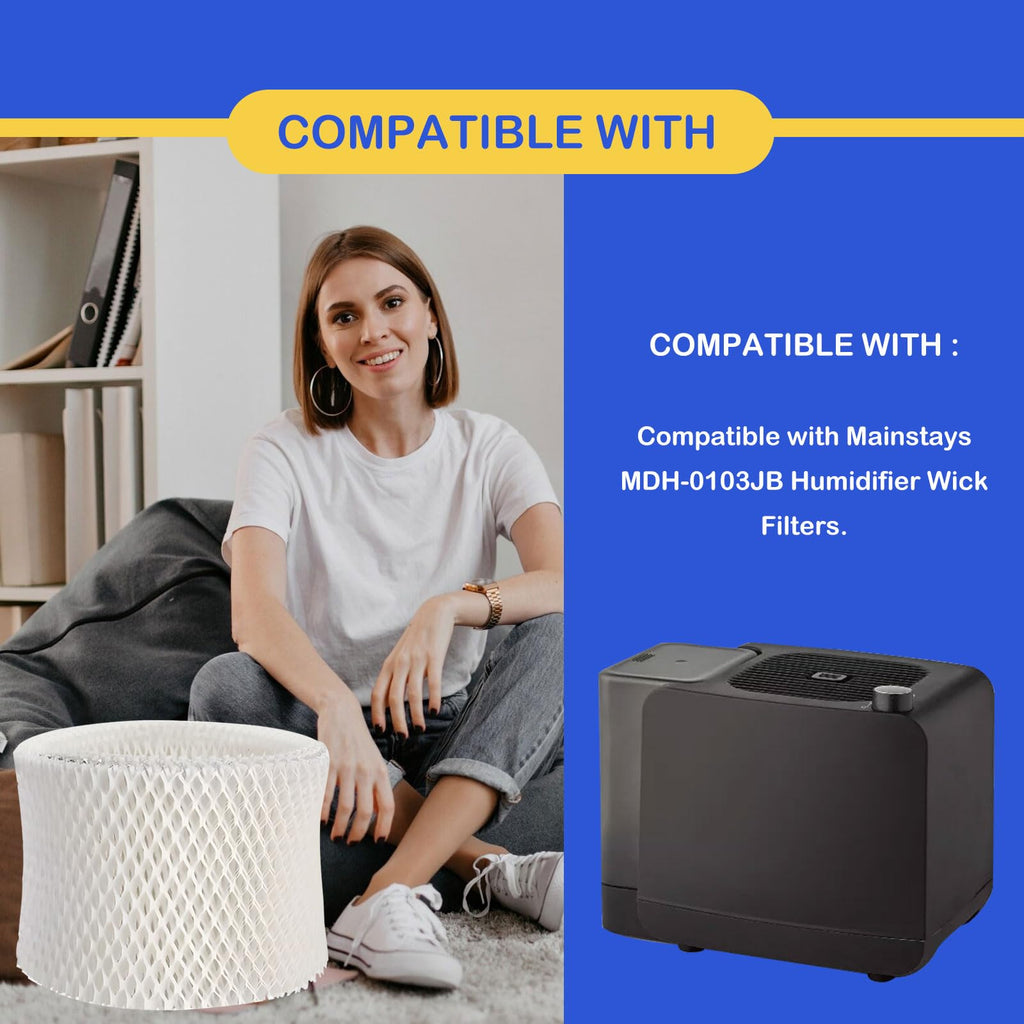 Roninby MDH-0103JB Humidifier Wicking Filter Replacement Compatible With Mainstays MDH-0103JB, Made With Wood Pulp, Paper Filter, 3 Pack