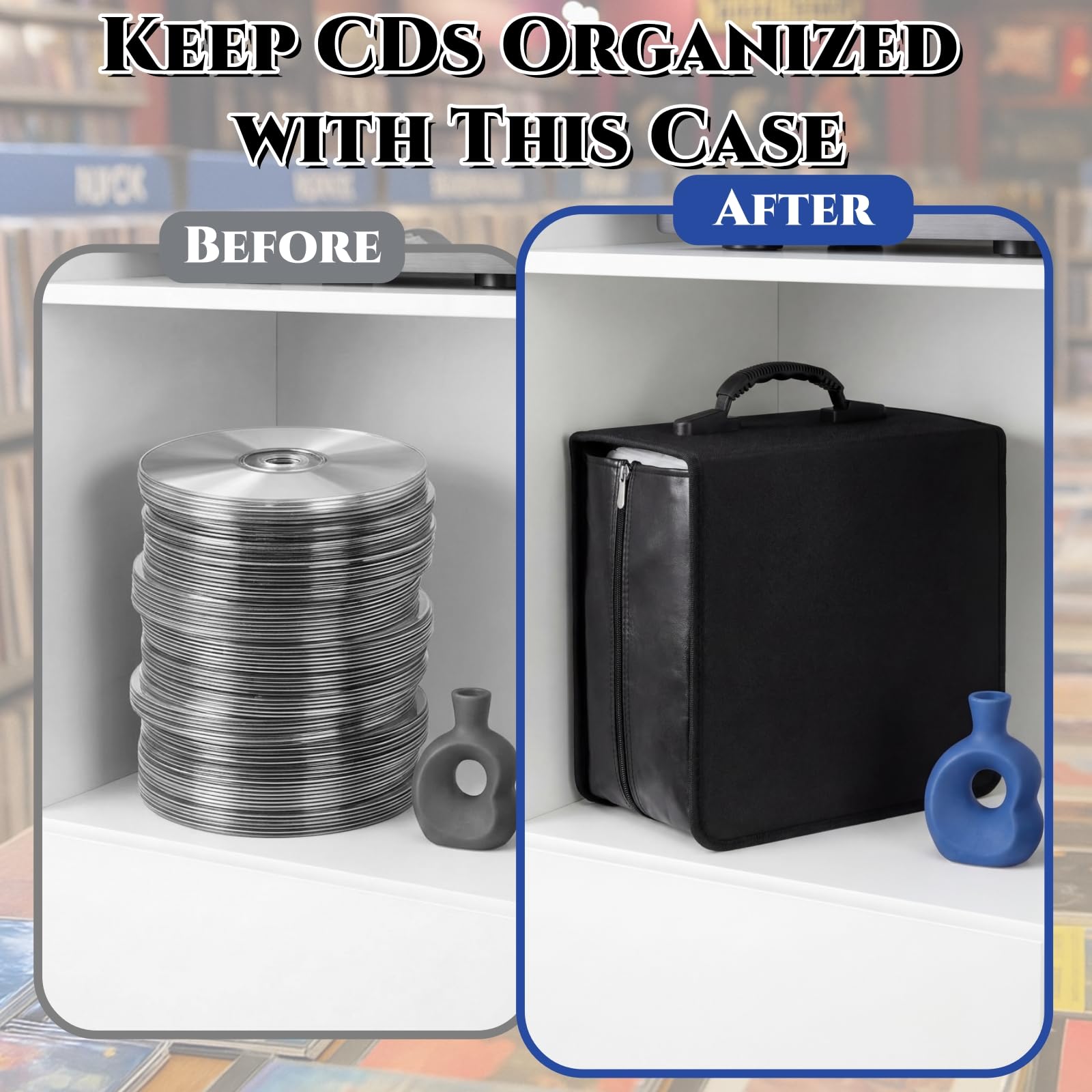 Acshio CD DVD Case Holder, 520 Capacity CD Binder DVD Storage Holder with Zipper, Portable Large Card Media Wallet Storage Booklet Album Box for Home Office Travel Car