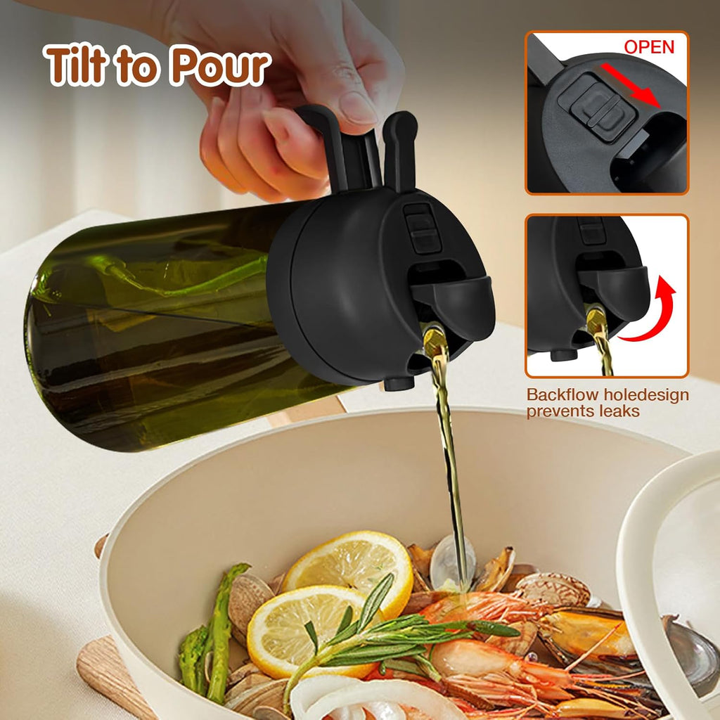 YARRAMATE 2-Pack 16oz Light Blockage Dark Oil Sprayer | Food-Grade Olive Oil Dispenser - Green Glass