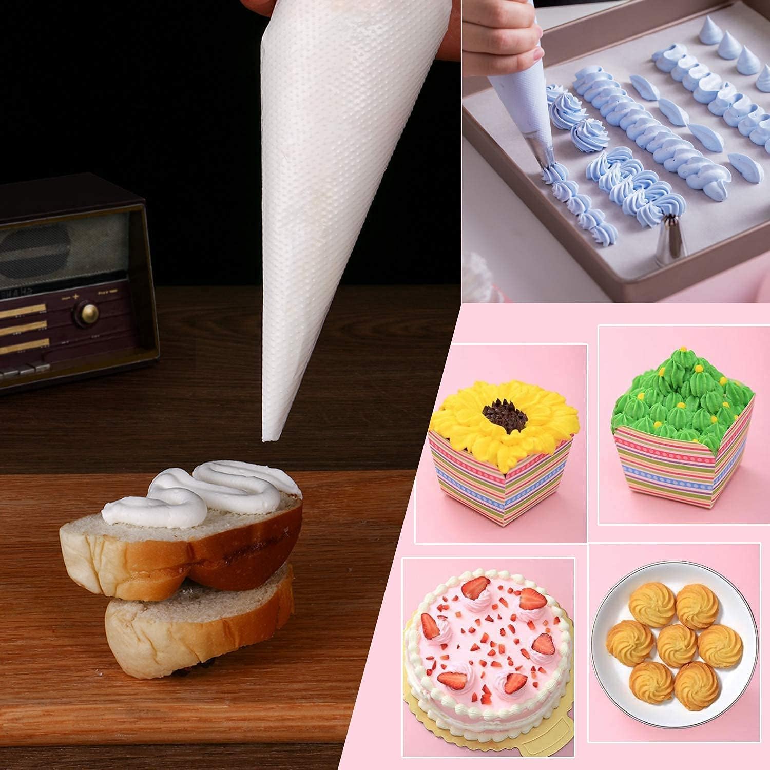 Skiennix 400 Pcs Disposable Piping Bags - 12 Inch Anti-Burst Tipless Icing Bags for Cake & Cookie Decorating