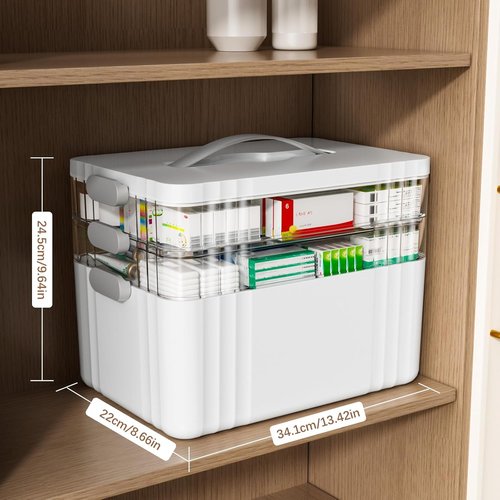 ARSTPEOE 3-Tier Medicine Organizer - Portable Medical Box with Handle | Versatile Pill & First Aid Kit