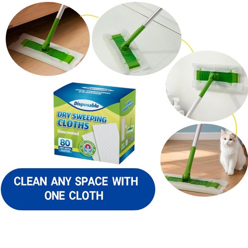 PEACHICHA Dry Sweeping Cloths Disposable Mop Refills Floor Dust Mop Pad, Floor Cloth Refills for Swiffer Standard Sweeper, Pack of 80