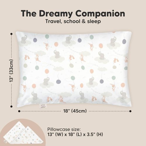 Escapade Toddler Pillow - Soft & Breathable Organic Cotton Travel Pillowcase | 13x18 for Kids 2-5 Years