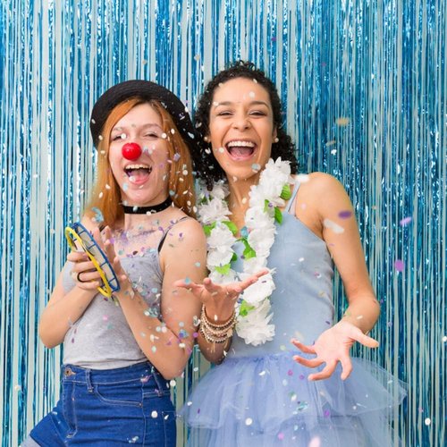 Blue Metallic Tinsel Foil Fringe Curtains by [Brand Name] - 20 Pack Photo Booth Props for Parties