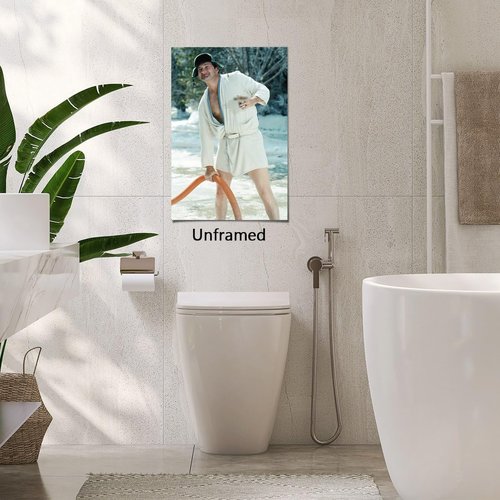 Funny Movie Bathroom Art | Cousin Eddie Poster by Generic - Black & White Canvas Print for Wall Decor