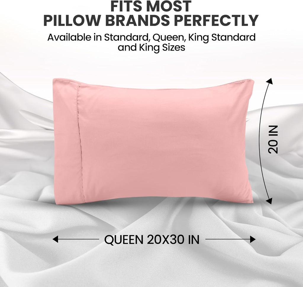 Utopia Bedding Queen Pillow Cases | Soft Brushed Microfiber - 2 Pack, Fade Resistant, 20x30 Inches - Pink