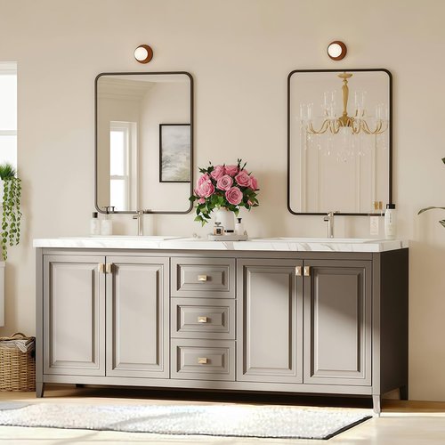 Black Bathroom Mirror - 22x30 Rectangle Wall-Mounted Vanity Mirror with Shatterproof Glass & Matte Aluminum Frame