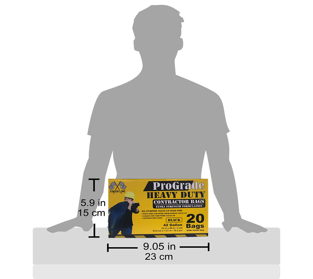 Reli. Contractor Garbage Bags 42 Gallon | 20 Trash Bags | Heavy Duty | Black Contractor