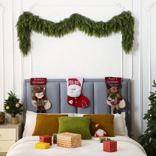 9 Ft Christmas Cedar Garland, Realistic Faux Pine Garlands, Green Artificial Greenery Garland for Winter Home, Mantle, Fireplace, Indoor, Outdoor Christmas Decorations (1Pcs)