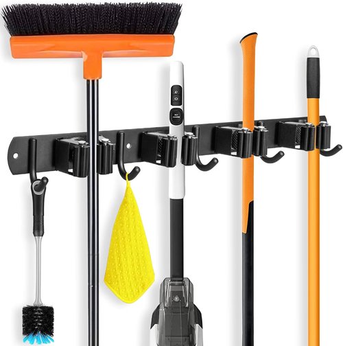 IMILLET Broom Holder - Durable Plastic and Stainless Steel Design | 2-Pack & 1-Pack Options in Black