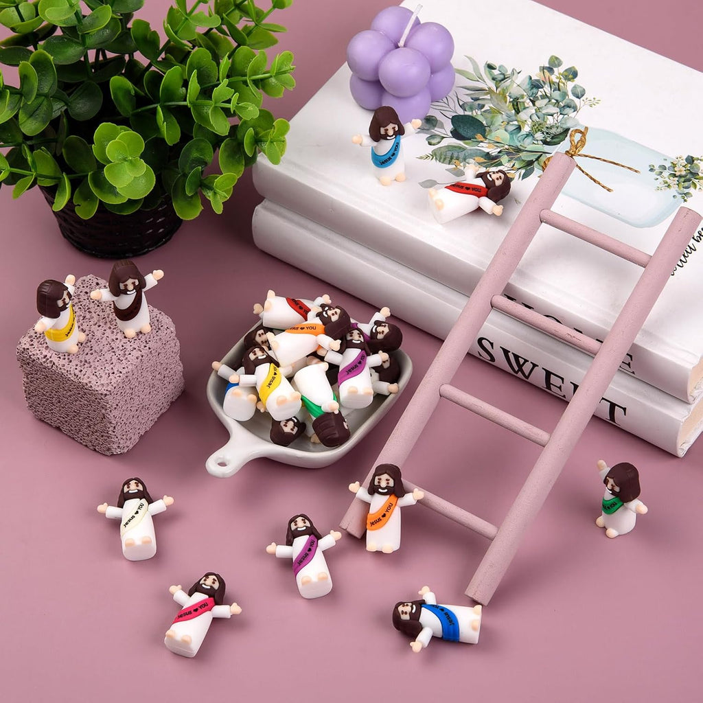 Mini Jesus Figures by [Brand Name] - 50 Pcs Tiny Religious Christ Dolls for Easter Egg Stuffers | Multicolor