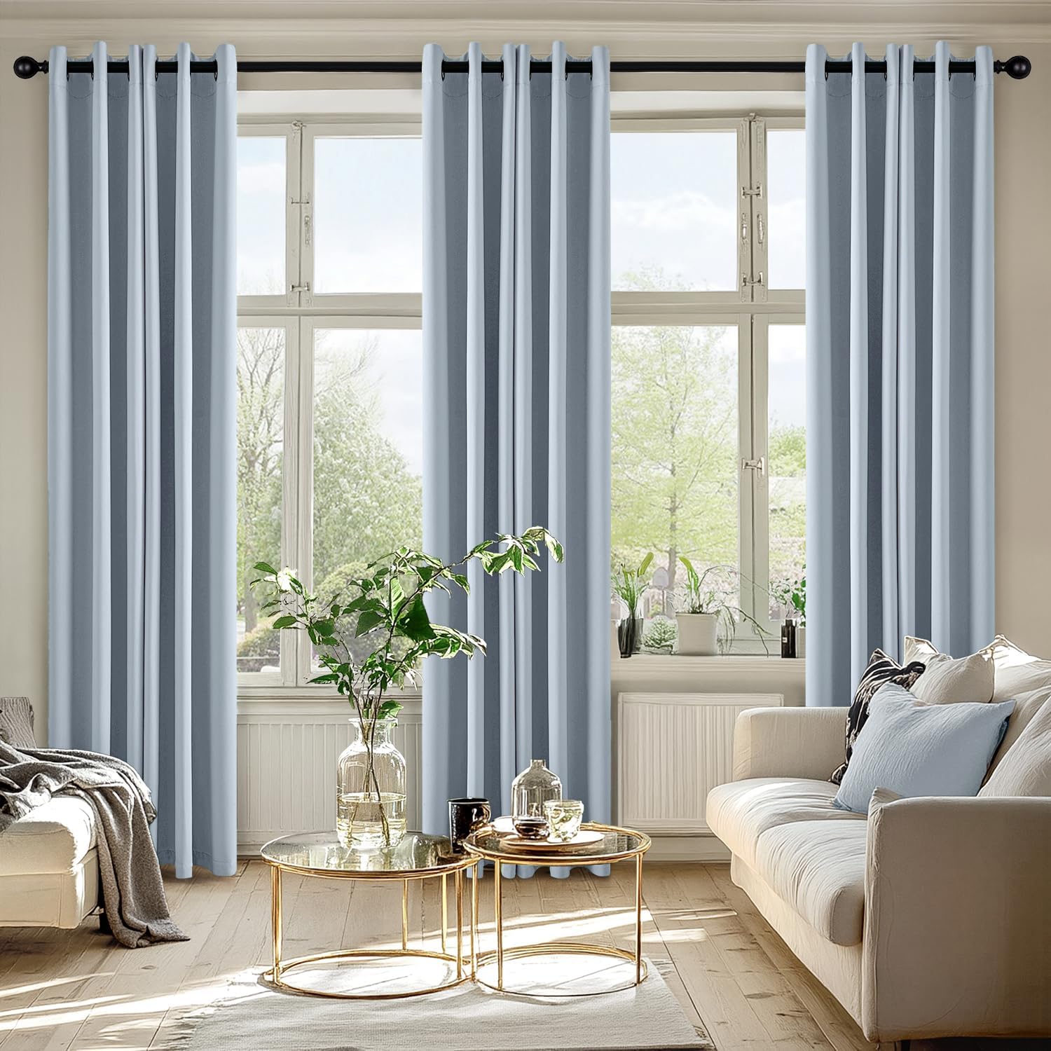MIULEE Light Blue Blackout Curtains - Thermal Insulated Room Darkening Drapes | 84 Inches Long, 2 Panels