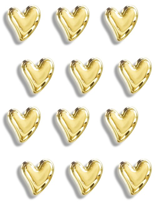 Mymazn 12Pcs Fridge Magnets Cute Refrigerator Magnets, Small Magnets for Whiteboard Cabinet Locker, Heart Decorative Magnets for Classroom Kitchen Office (Gold)