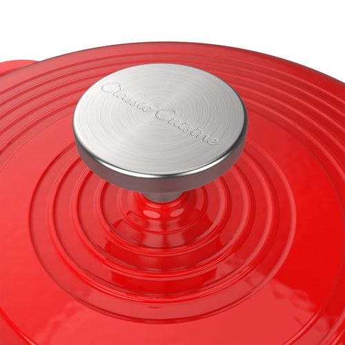 Dutch Oven Pot with Lid - 6Qt Enameled Cast Iron Cookware for Oven or Stovetop Use - Cook Soups, Stews, Chicken, or Pot Roast by Classic Cuisine (Red)