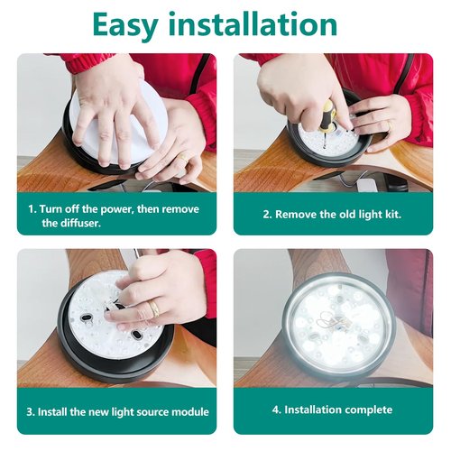 HuixuTe 1-Pack 5.3" LED Retrofit Light Kit for Ceiling Flush 15W 120V 3000/4500/6000K LED Ceiling Fan Light Replacement Panel PCB Dimmable