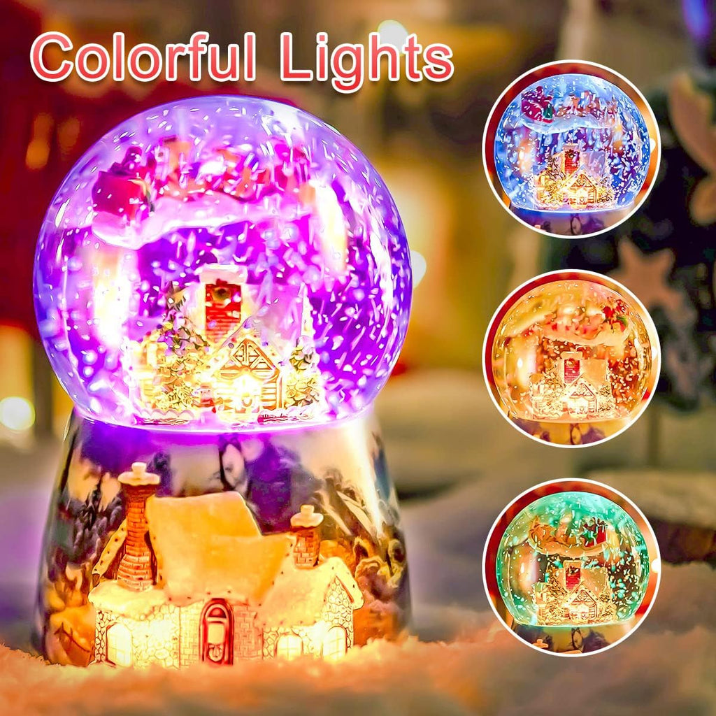 Skiennix Christmas Music Box - Musical Snow Globe with Rotating Santa - Plays 14 Festive Songs