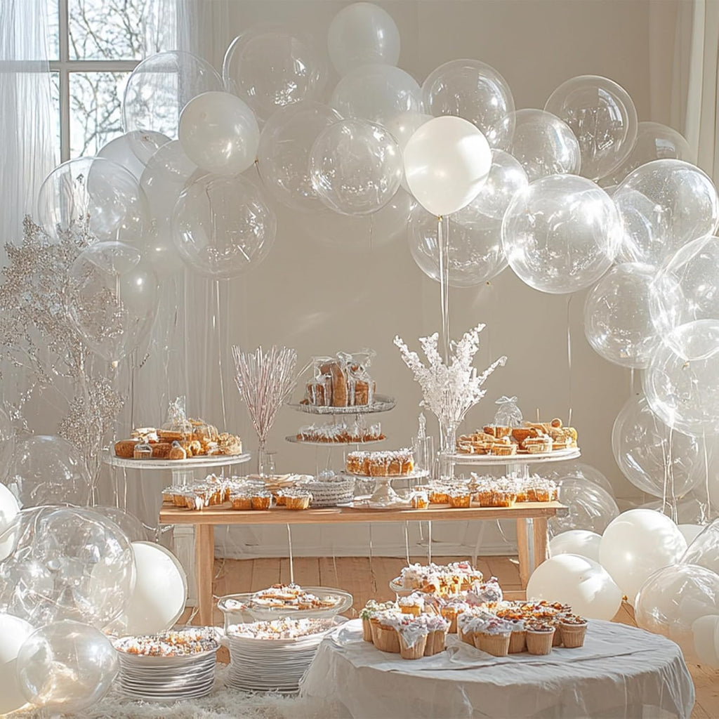 PartyWoo Clear Balloons - 100pcs 12 Inch Transparent Latex Helium Balloons for Celebrations