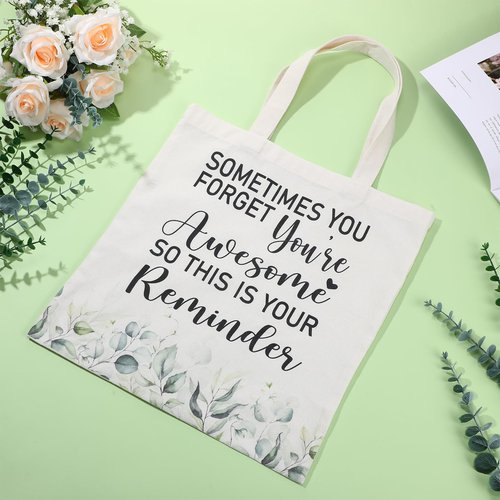 Roowest 60 Pcs Employee Appreciation Gift Totes Bulk Inspirational Canvas Bags Reusable Cotton Bag(Sometimes)